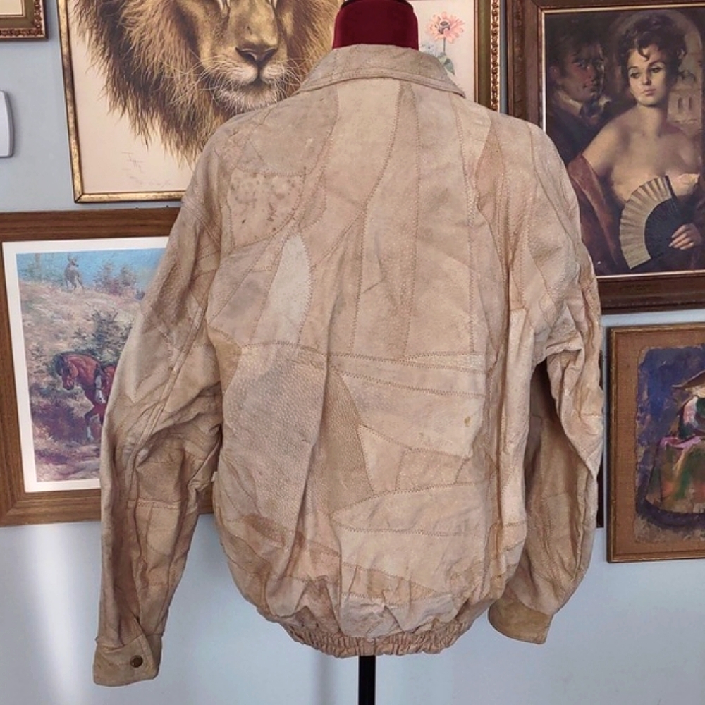 Italian Stone Design Patchwork Jacket Genuine Sue… - image 2